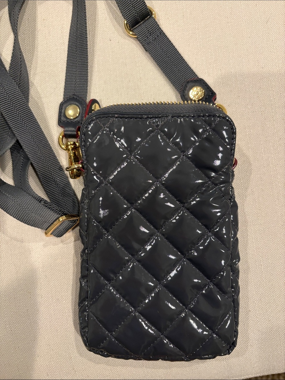 MZ Wallace Quilted Patent Crossbody Bag - dark magnet gray - Picture 4 of 5